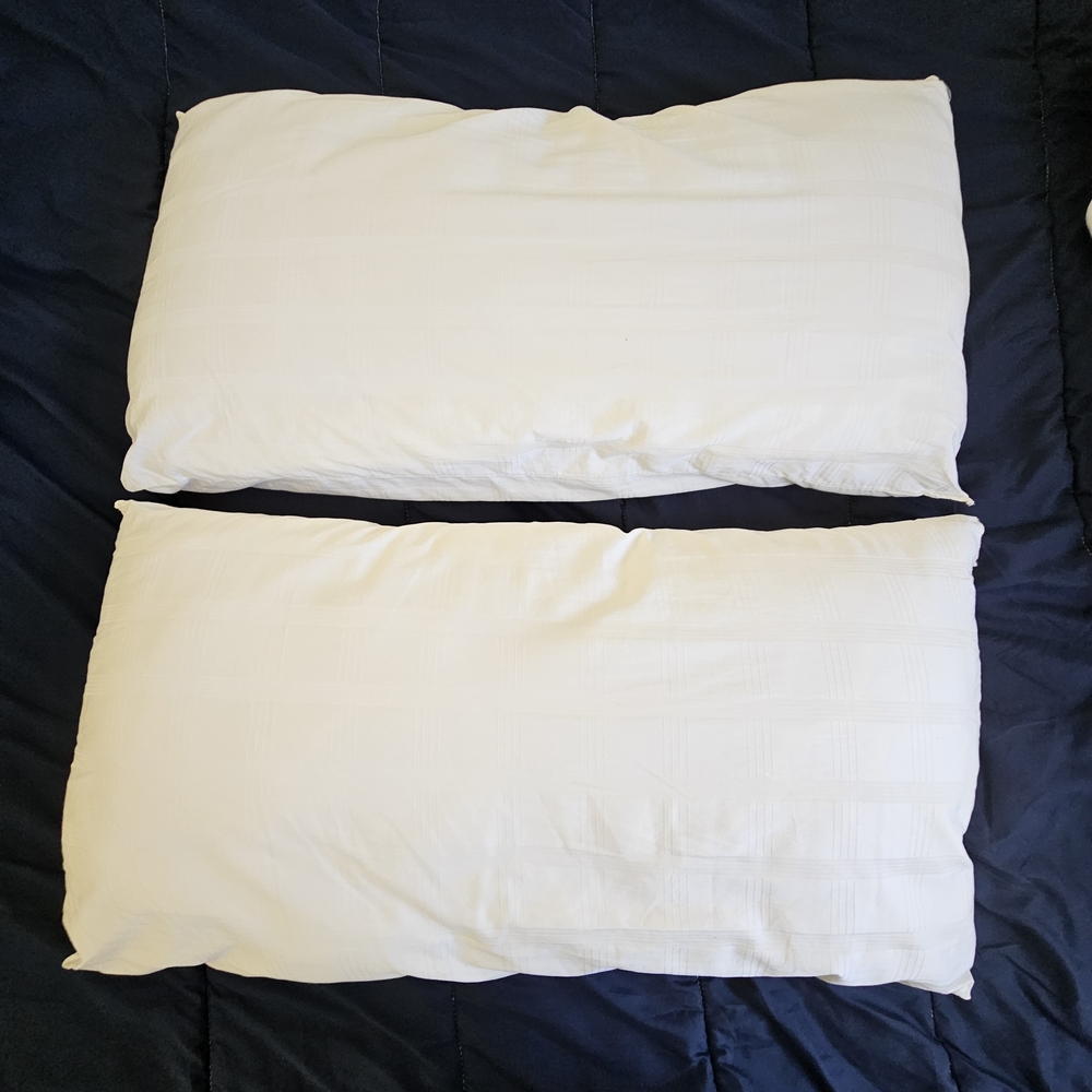 Set of 2 Oversized Cream Bed Pillows – 32" x 16" x 4"